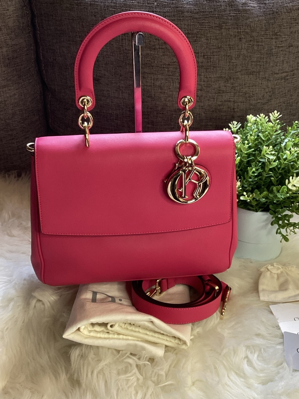 Fuchsia pink Christian Dior Be Dior flap bag
